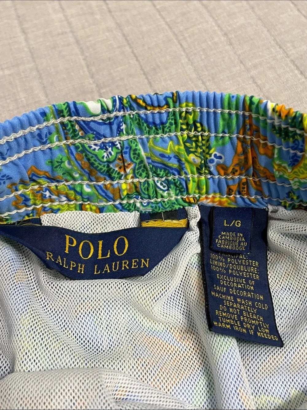 Polo Ralph Lauren Swimwear Blue Paisley Swim Trunks Men’s L Beach Cruisewear